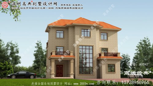 海阳市农村三层半别墅外观效果图大全	