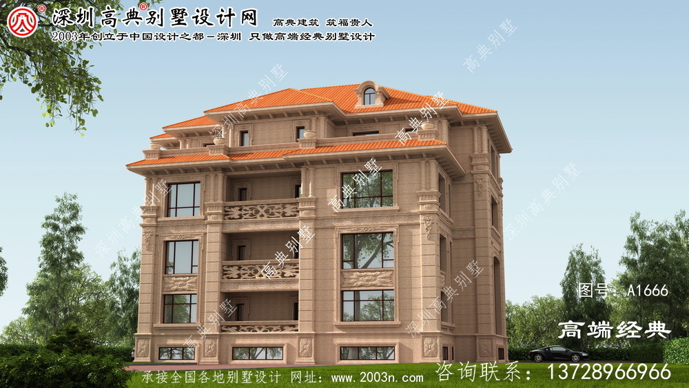 灵县欧式三层别墅设计图	