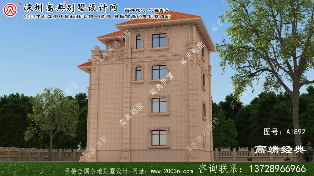 江西省清新简约型四层别墅设计图