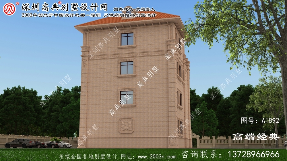 江西省清新简约型四层别墅设计图