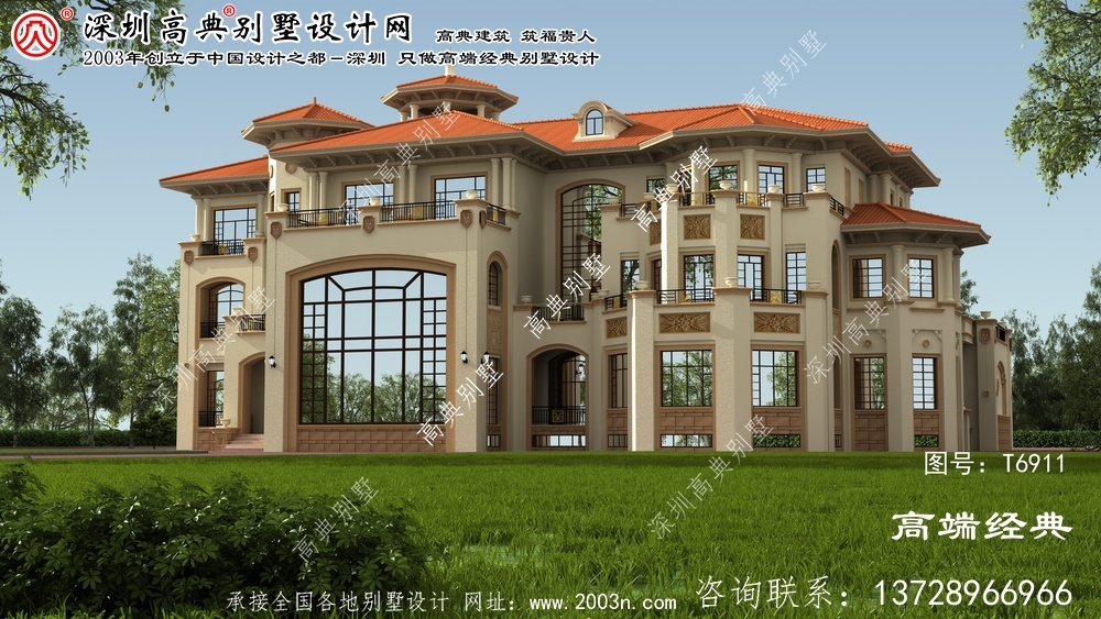 和林格尔县三层欧式风格豪华别墅设计图纸大全。