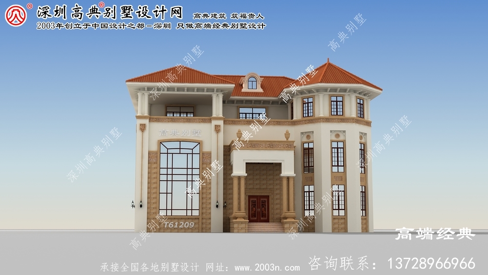 多伦县欧式三层自建房，设计高端。