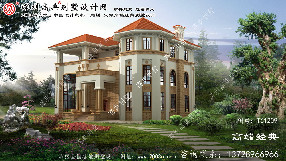 多伦县欧式三层自建房，设计高端。