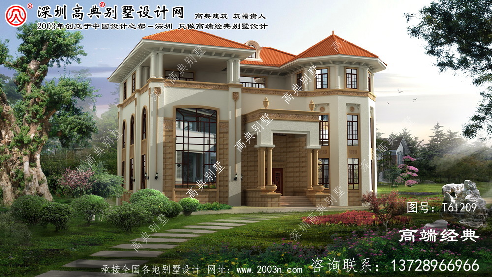 多伦县欧式三层自建房，设计高端。