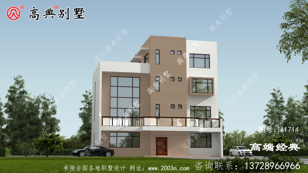 安徽省宣州市现代风格四层新民居住宅户型图，平屋顶设计可以当露台