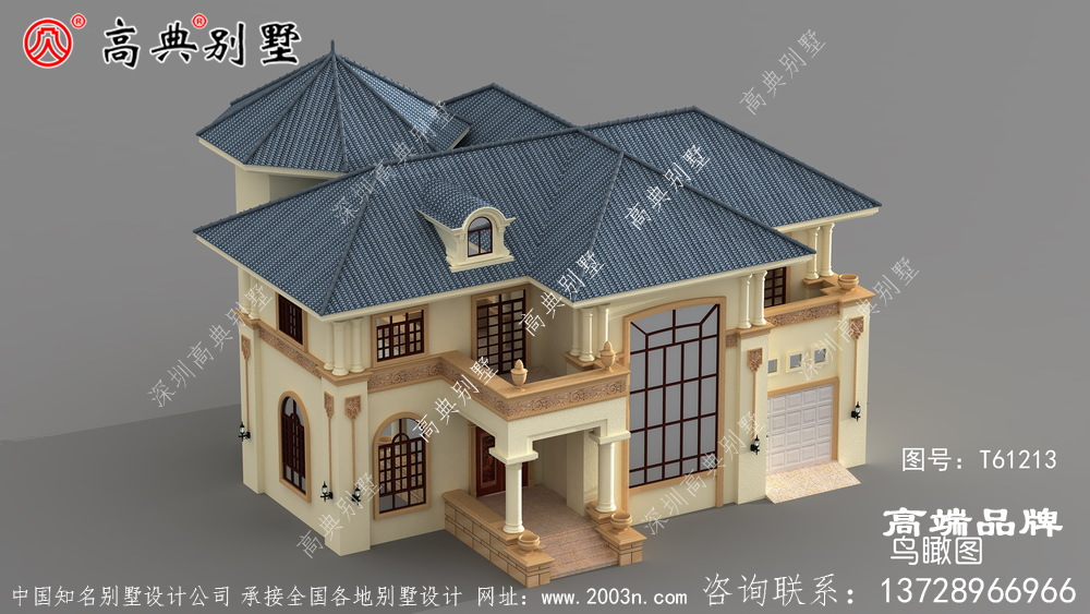 方形立柱,使别墅整体大气美观