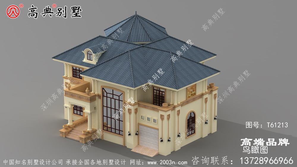方形立柱,使别墅整体大气美观