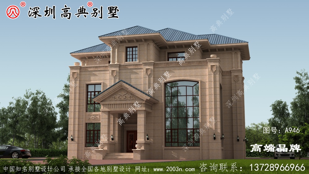 农村漂亮三层平房图片，非常适合在农村修建！