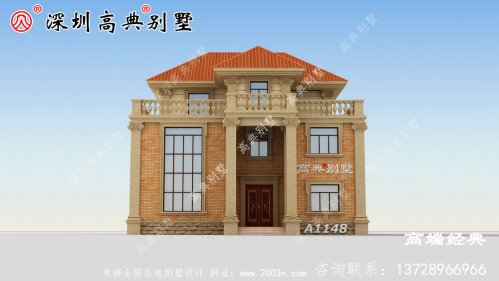 三层自营别墅住宅外观图，精致细腻，每个人的秘密庭院。