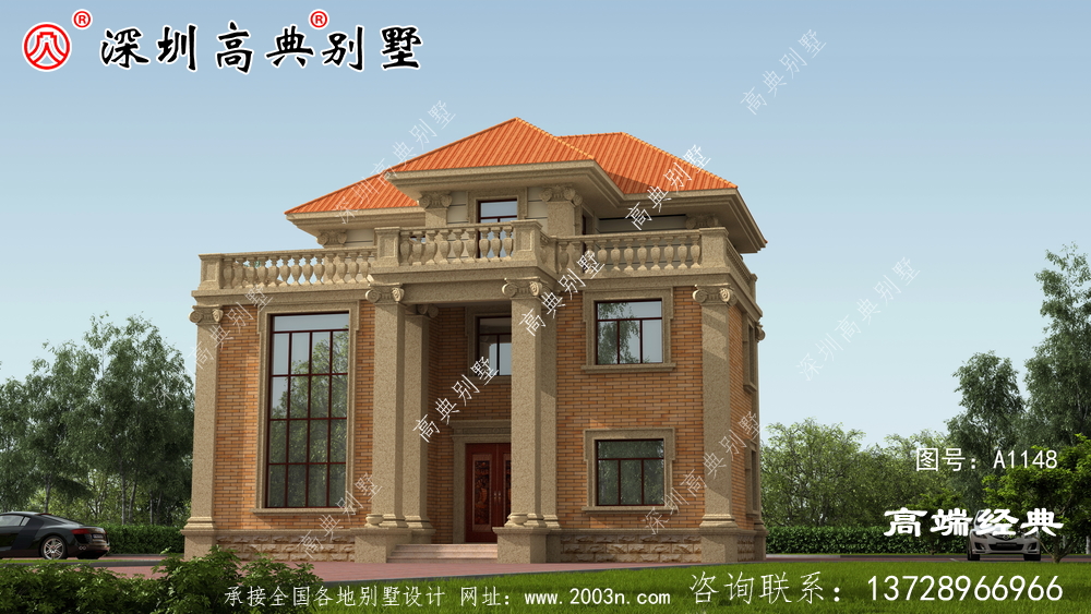 三层自营别墅住宅外观图,精致细腻,每个人的秘密庭院。