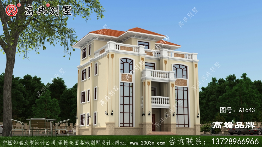 豪华双复式四层欧式别墅,清新淡雅,保证老少都喜欢