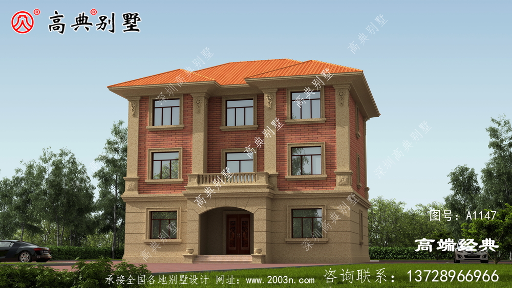 下面这款欧式别墅设计图,主体造价几十多万元,精致实用。
